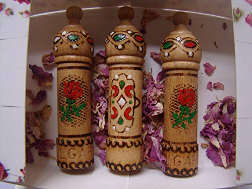 Aceite de rosa de Bulgaria, 3 recipientes de madera (21 ml). Regalo de recuerdo