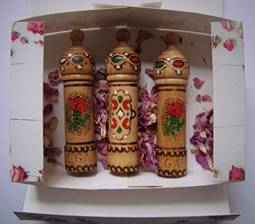 Aceite de rosa de Bulgaria, 3 recipientes de madera (21 ml). Regalo de recuerdo