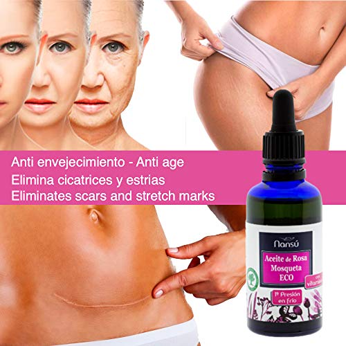 Aceite de Rosa Mosqueta puro y ecológico 100% prensado en frío/Cicatrices/Piel/Cabello/Uñas producto cicatrizante natural sin refinar sin hexano no OGM.