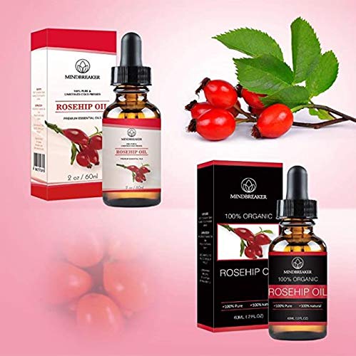 Aceite de semilla de rosa mosqueta 100% puro para la cara, las uñas, el cabello y la piel - 100% natural puro certificado y natural (120 ml)