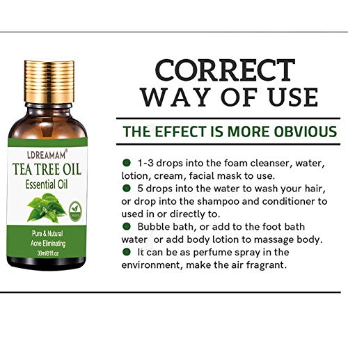 Aceite esencial de árbol de té, Tea Tree Oil,Aceite Esencial de Arbol de Te, Alivia las irritaciones comunes de la piel,la piel seca y agrietada,las cutículas y las espinillas,anti-acné