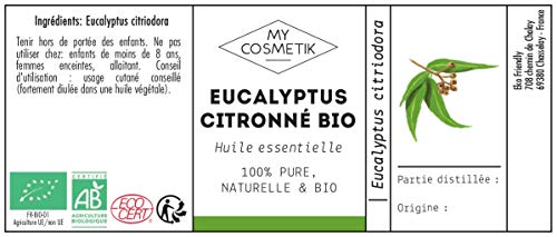 Aceite esencial de eucalipto citrico orgánico - MyCosmetik - 10 ml