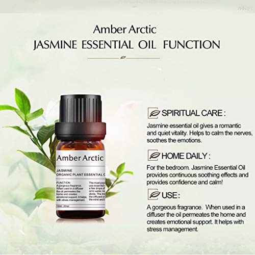 Aceite esencial de jazmín - 100% puro Aceite esencial de grado terapéutico, aceites de jazmín para aromaterapia natural para difusor (10 ml)