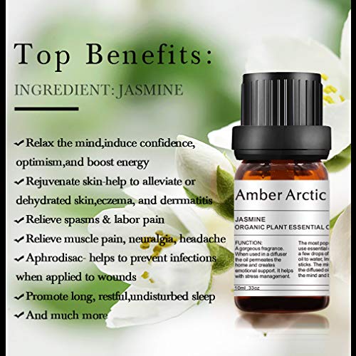 Aceite esencial de jazmín - 100% puro Aceite esencial de grado terapéutico, aceites de jazmín para aromaterapia natural para difusor (10 ml)