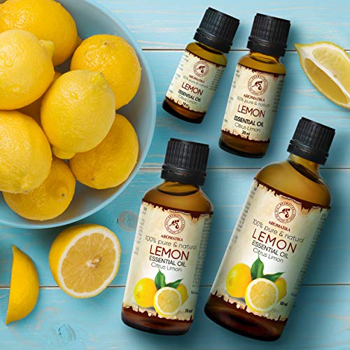 Aceite Esencial de Limón 50ml - Citrus Limon Sin Diluir - Italia - 100% Puro y Natural - para Aliviar la Tensión - Fragancias para el Hogar - Mejor para la Aromaterapia - Relajación - Difusor