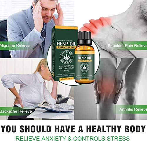 Aceite esencial de masaje de aceite de cáñamo de 30 ml, aceite de masaje corporal no estimulante suave para el alivio Músculo Relajación Cuerpo Mujeres Hombres Restaurar y regenerar las células de la