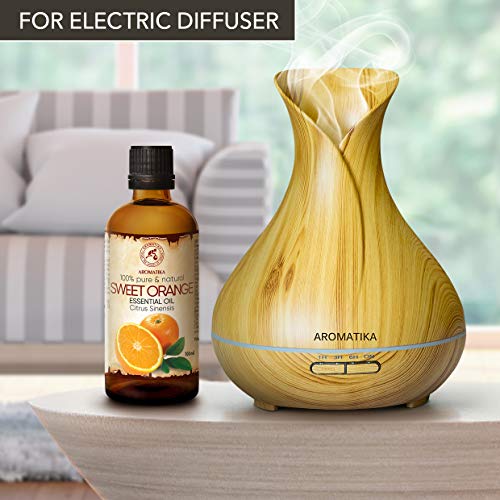 Aceite Esencial Naranja 100ml - 100% Puro y Natural - Efecto Contra la Celulitis - Fragancias para el Hogar - Mejor para la Belleza - Aromaterapia - Masaje - Baño - Difusor - Lámparas de Aroma