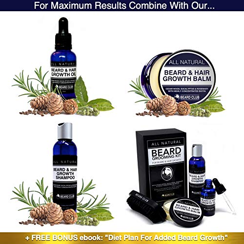 Aceite para el Crecimiento de la Barba y del Pelo | 30ml | Con Una Alta Concentración de Biotina | Olor a Madera de Cedro, Eucalipto y Romero | La Mejor Solución para una Barba Desigual