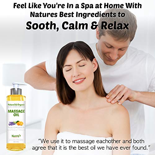 Aceite Para Masaje Natural y Orgánico | Aceites Esenciales de Lavanda y Naranja | Relajante e Hidratante Para Adultos, Niños y Bebés | 250ml