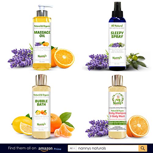 Aceite Para Masaje Natural y Orgánico | Aceites Esenciales de Lavanda y Naranja | Relajante e Hidratante Para Adultos, Niños y Bebés | 250ml