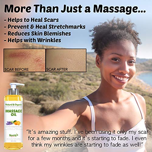 Aceite Para Masaje Natural y Orgánico | Aceites Esenciales de Lavanda y Naranja | Relajante e Hidratante Para Adultos, Niños y Bebés | 250ml