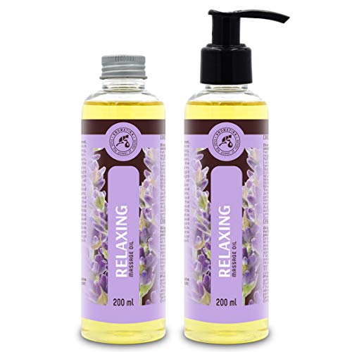 Aceite para Masajes Relajantes 200ml - Aceite de Lavanda 100% Natural - Cosméticos Naturales para Alivio del Estrés - Sueño Reparador - para el Cuidado de la Piel - Aromaterapia