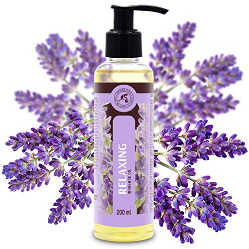 Aceite para Masajes Relajantes 200ml - Aceite de Lavanda 100% Natural - Cosméticos Naturales para Alivio del Estrés - Sueño Reparador - para el Cuidado de la Piel - Aromaterapia