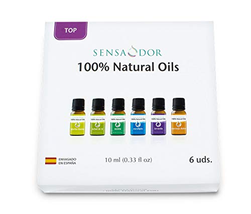 Aceites Esenciales 100% Natural Oils Sensaodor Pack TOP Árbol de té, Eucalipto, Lavanda, Hierba limón, Menta y Naranja dulce.