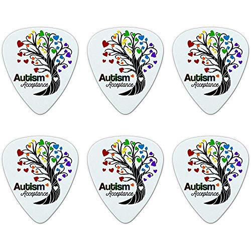 Aceptación del autismo Árbol de la vida con corazones Novedades Guitar Picks Medium Gauge - Set de 6