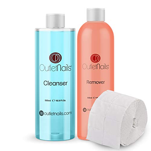 Acetona Pura con Olor Naranja 500ml + Cleaner 500ml Coco Azul + Celulosas 500uds | Made in Spain