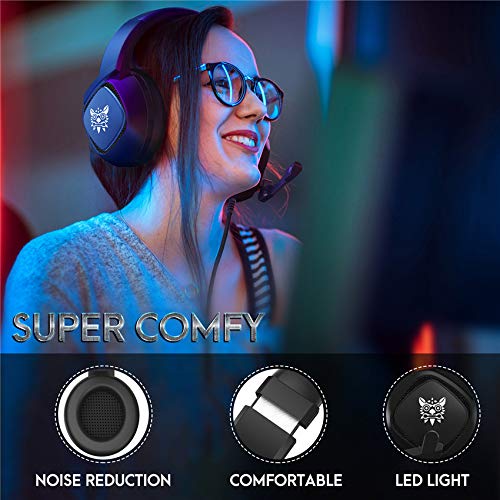 ACHICOO K19 GaM-ing Heaset PS4 - Auriculares estéreo con luz M-ic/LED para X-box One/Lap-top tableta/teléfono