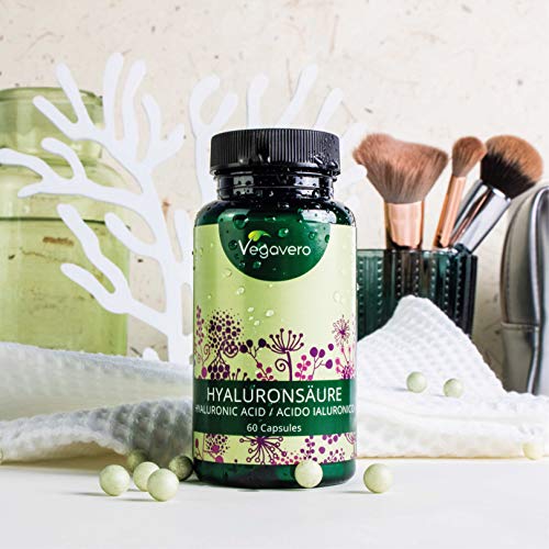 Ácido Hialurónico Vegavero® | 400 mg | 100% libre de aditivos & vegano | 60 cápsulas | 800-1500 kDa | Hidratante facial + Articulaciones
