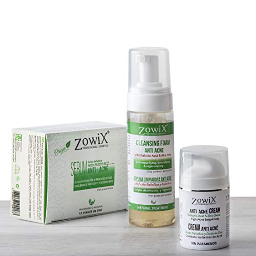 ACNÉ OUT. Tratamiento Antiacne de Choque. Elimina el acne facial, espinillas y granos. Lote 3 productos 1 Espuma purificante 1 Serum regulador piel grasa 1 Crema antiacne