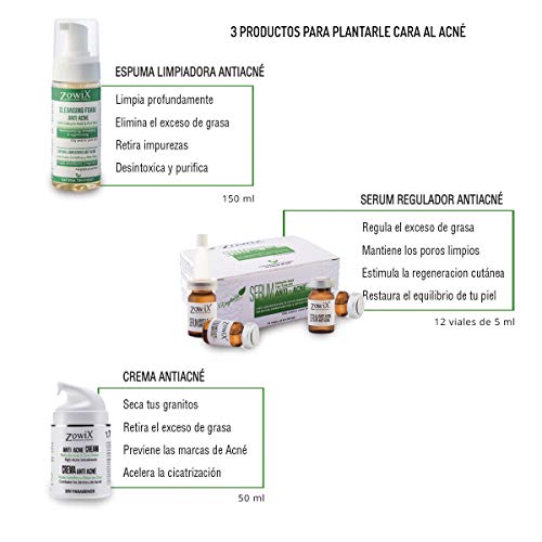 ACNÉ OUT. Tratamiento Antiacne de Choque. Elimina el acne facial, espinillas y granos. Lote 3 productos 1 Espuma purificante 1 Serum regulador piel grasa 1 Crema antiacne