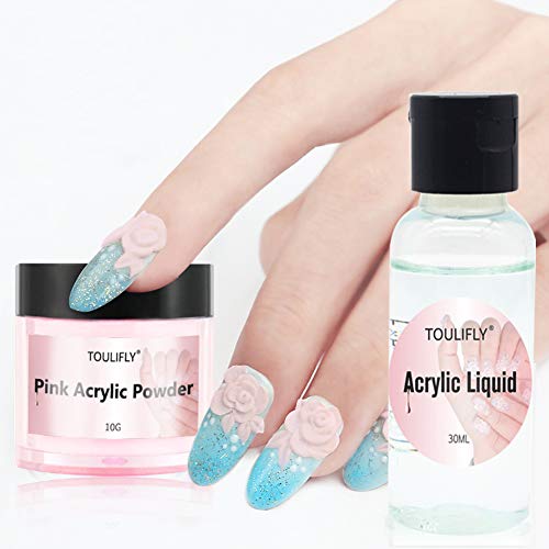 Acrylic Nail Kit,Acrylic Powder and Liquid,Polvo Acrílico y Líquido,Acrylic Nail Starter Kit,por Decoración de Uñas,Professional Acrylic Nail System,Vidrio Octogonal(Liquido: 30ml, Polvo: 10g)