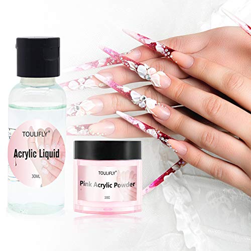 Acrylic Nail Kit,Acrylic Powder and Liquid,Polvo Acrílico y Líquido,Acrylic Nail Starter Kit,por Decoración de Uñas,Professional Acrylic Nail System,Vidrio Octogonal(Liquido: 30ml, Polvo: 10g)