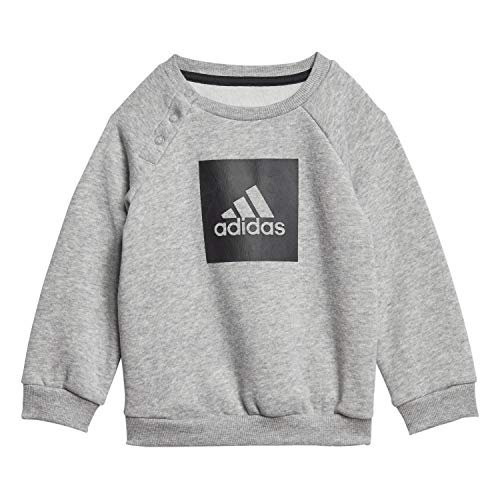 adidas I 3SLOGO Jog FL Tracksuit, Unisex niños, Top:Medium Grey Heather/Black Bottom:Black/White, 1824