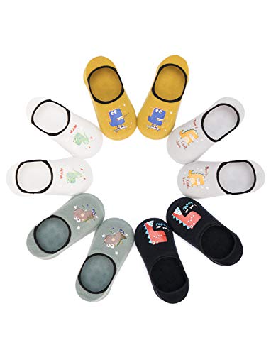 Adorel Calcetines Invisibles Antideslizantes para Niños Lote de 5 Dinosaurio 1-2 Años (Tamaño del Fabricante S)