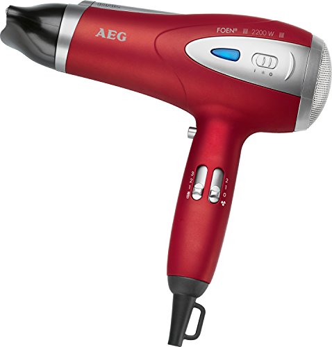 AEG HTD 5584 - Secador de pelo profesional iónico con difusor, 3 niveles de temperatura, 2 velocidades, 2200 W, color rojo