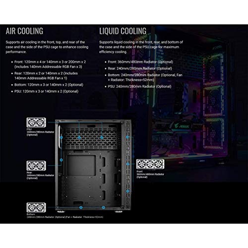 Aerocool TOR Pro - Caja de PC, E-ATX, cristal templado, 4 ventiladores RGB 14cm