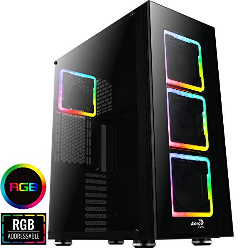 Aerocool TOR Pro - Caja de PC, E-ATX, cristal templado, 4 ventiladores RGB 14cm
