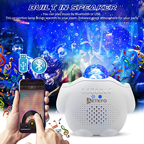 AETKFO Lámpara Proyector Estrellas Bebé Proyector Luces y Musica LED de Luz Nocturna Lampara de Proyección Luz de Noche para Niños Luces de Proyección para Infantil,Remoto y Bluetooth