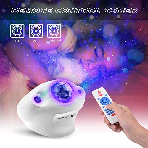 AETKFO Lámpara Proyector Estrellas Bebé Proyector Luces y Musica LED de Luz Nocturna Lampara de Proyección Luz de Noche para Niños Luces de Proyección para Infantil,Remoto y Bluetooth