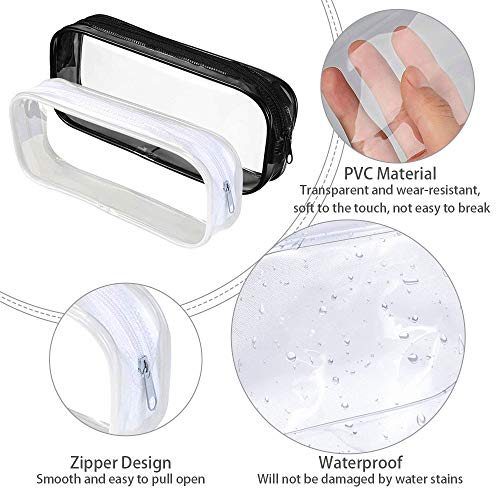 AFASOES 2 Pcs Estuche Transparente para Lapices Estuches de Pvc Estuches Escolares Transparentes Estuche de Lapices Grandes Bolsa Lapices Transparente con Cremallera + 2 Sacapuntas para Niños y Adulto