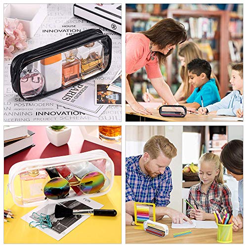 AFASOES 2 Pcs Estuche Transparente para Lapices Estuches de Pvc Estuches Escolares Transparentes Estuche de Lapices Grandes Bolsa Lapices Transparente con Cremallera + 2 Sacapuntas para Niños y Adulto