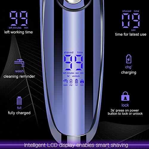 Afeitadora Electrica 4D Afeitadora Para Hombre Seco Y En Húmedo Afeitadora Rotativa Impermeable IPX7, Máquina Afeitar Inteligente Display Digital, Con Cepillo Facial y Recortador de Barba/Nariz
