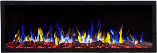 AFLAMO PRIDE | noir | pinna quadro | Cheminée murale électrique Simulation de lumière Seulement LED 13 cm di profondità (127 x 42 x 12,8)