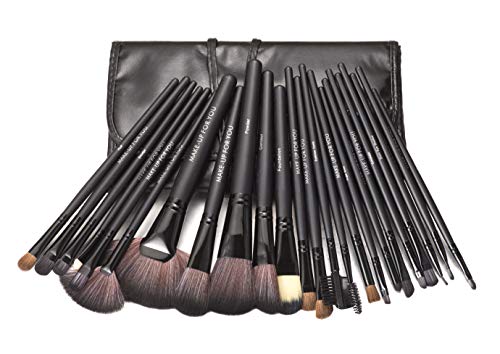 Afunti Brochas de Maquillaje,24pcs Profesional Pinceles Maquillaje de Ojos Rubor Contorno de los Labios Corrector Brochas Cosméticas + Bolso Negro