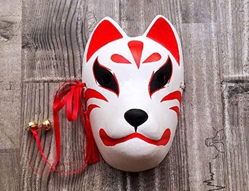 Agaruu - Disfraz de máscara de zorro japonesa para mujer, color blanco, talla única