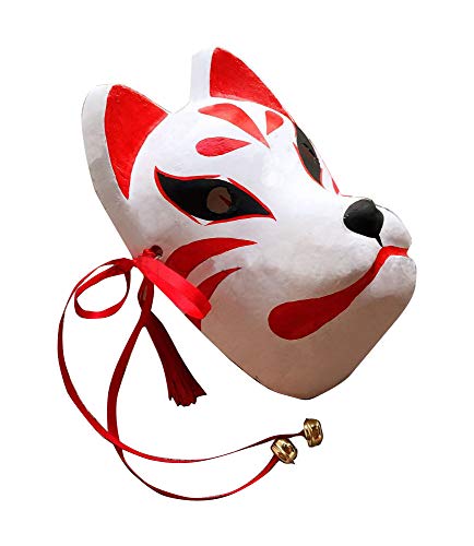Agaruu - Disfraz de máscara de zorro japonesa para mujer, color blanco, talla única