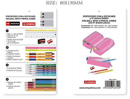 Agatha Ruiz de la Prada Estuche Escolar multiportatodo con Contenido Stabillo Luces