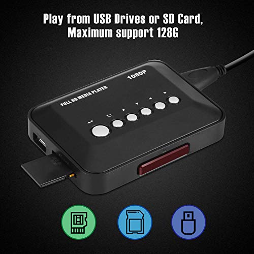 AGPTEK 1080P Full HD TV Digital Multi Media Player Media Player Reproductor Multimedia con Control Remoto para 1080P HD USB SD MMC MP3 RMVB AVI, MPEG, DivX MKV
