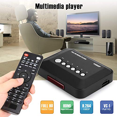 AGPTEK 1080P Full HD TV Digital Multi Media Player Media Player Reproductor Multimedia con Control Remoto para 1080P HD USB SD MMC MP3 RMVB AVI, MPEG, DivX MKV