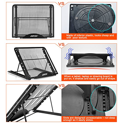 AGPTEK Soporte de Angulo Múltiple Ajustable Ventilado para Computadora Portátil, Tableta y Tablero de Bocetos