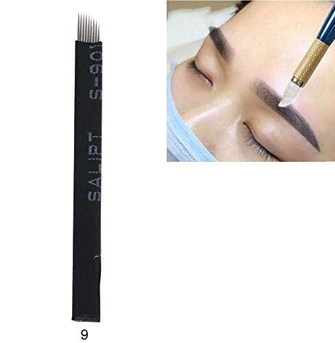 Agujas Tatuaje Cejas,50 unids Microblading Agujas de cejas Ceja ojos labios Agujas de tatuaje 9/12/14/16/21 Pins (12)