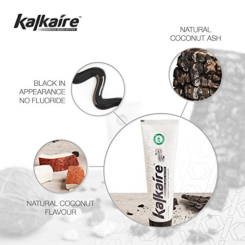 AH Kalkaire - Carbón activado de bambú Pasta de dientes negro - Pasta de dientes blanqueadora para dientes sensibles - Pasta de dientes blanqueadora sin flúor - Agente blanqueador natural - coco