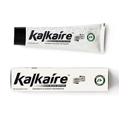AH Kalkaire - Carbón activado de bambú Pasta de dientes negro - Pasta de dientes blanqueadora para dientes sensibles - Pasta de dientes blanqueadora sin flúor - Agente blanqueador natural - coco