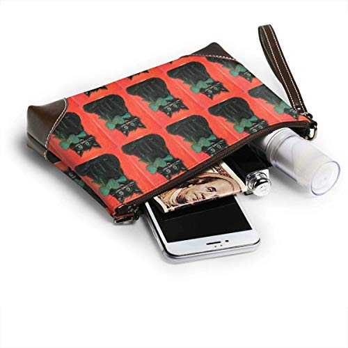 Ahdyr Monederos Carteras de teléfono de embrague Gato negro Halloween Kitty Cartera pequeña de cuero Monederos Bolso