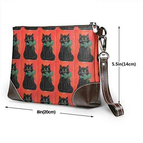Ahdyr Monederos Carteras de teléfono de embrague Gato negro Halloween Kitty Cartera pequeña de cuero Monederos Bolso