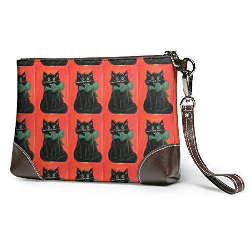 Ahdyr Monederos Carteras de teléfono de embrague Gato negro Halloween Kitty Cartera pequeña de cuero Monederos Bolso